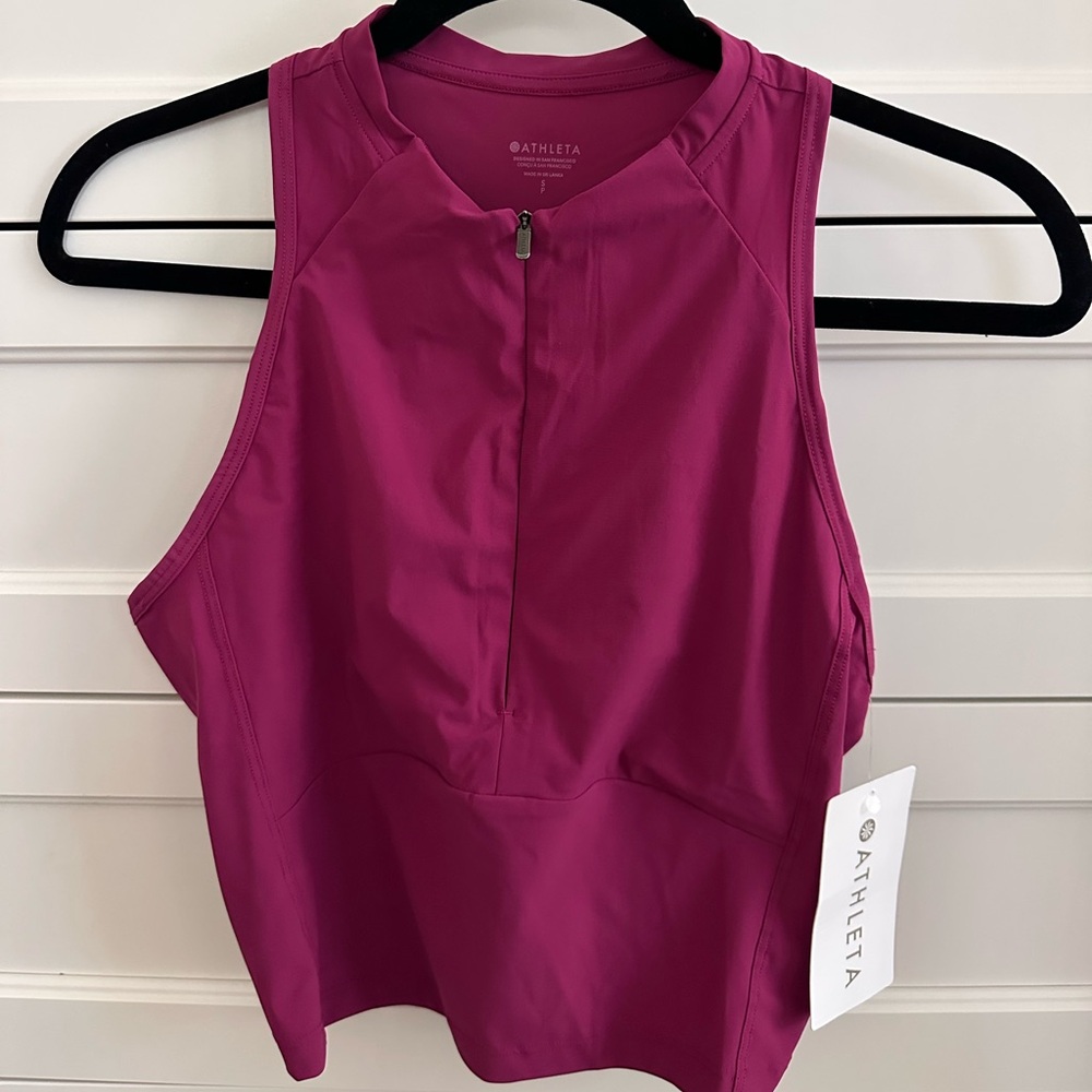 Athleta Crosstrain Zip tank Wildberry Size S New with tags
